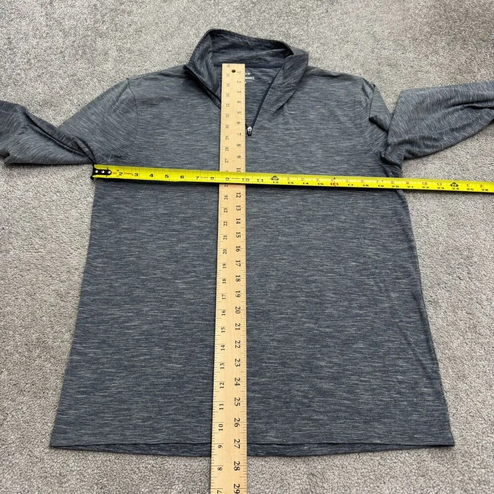 J.Crew Performance 1/4 Zip Pullover Shirt Mens Medium Heather Gray Long Sleeve